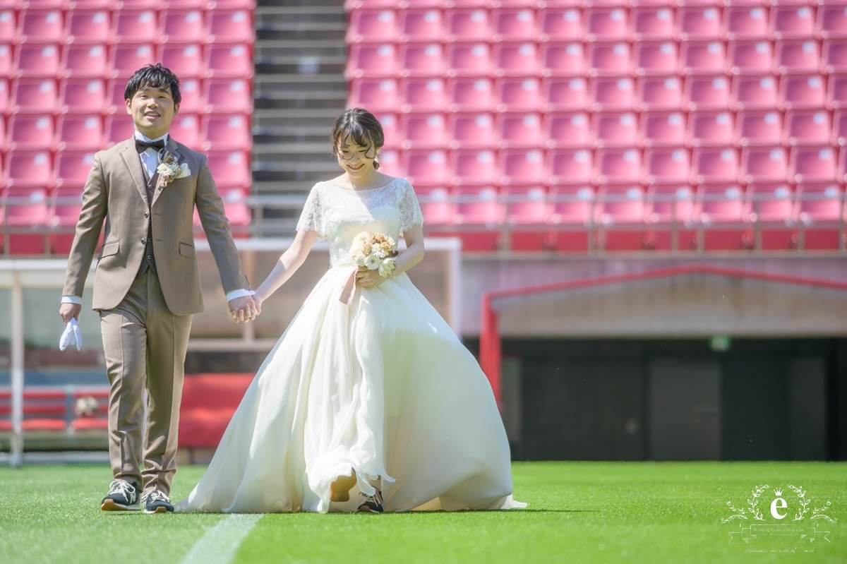 鹿嶋　カシマスタジアム 結婚式 サッカー ファン 貸し切り スタジアム 写真 フォト 水戸 エクラ スタジオエクラ