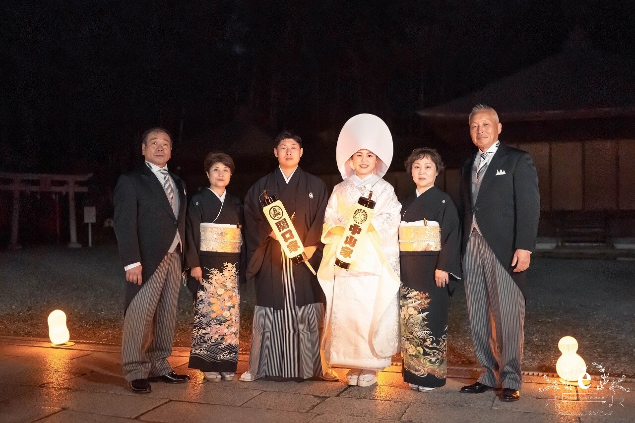 常磐神社 宵の灯り神前式 水戸 結婚式 提灯 夜の結婚式 特別 和 神社 コロナ禍 プロデュース エクラ