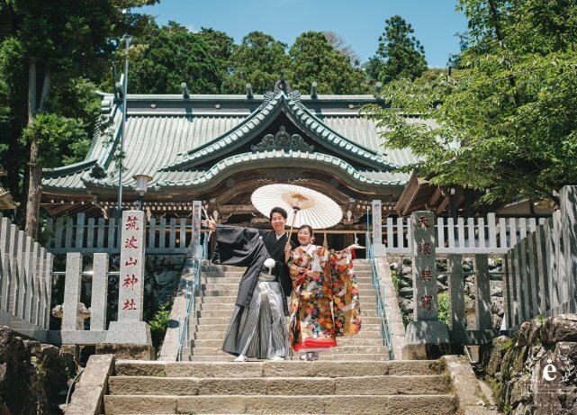 筑波山神社 筑波山神社前撮り つくば結婚式 つくば前撮り 神社前撮り つくばフォトウェディング 筑波山神社写真 神前式 神社挙式 色打掛 ロケフォト ロケ撮影 茨城 つくば 水戸 エクラ スタジオエクラ