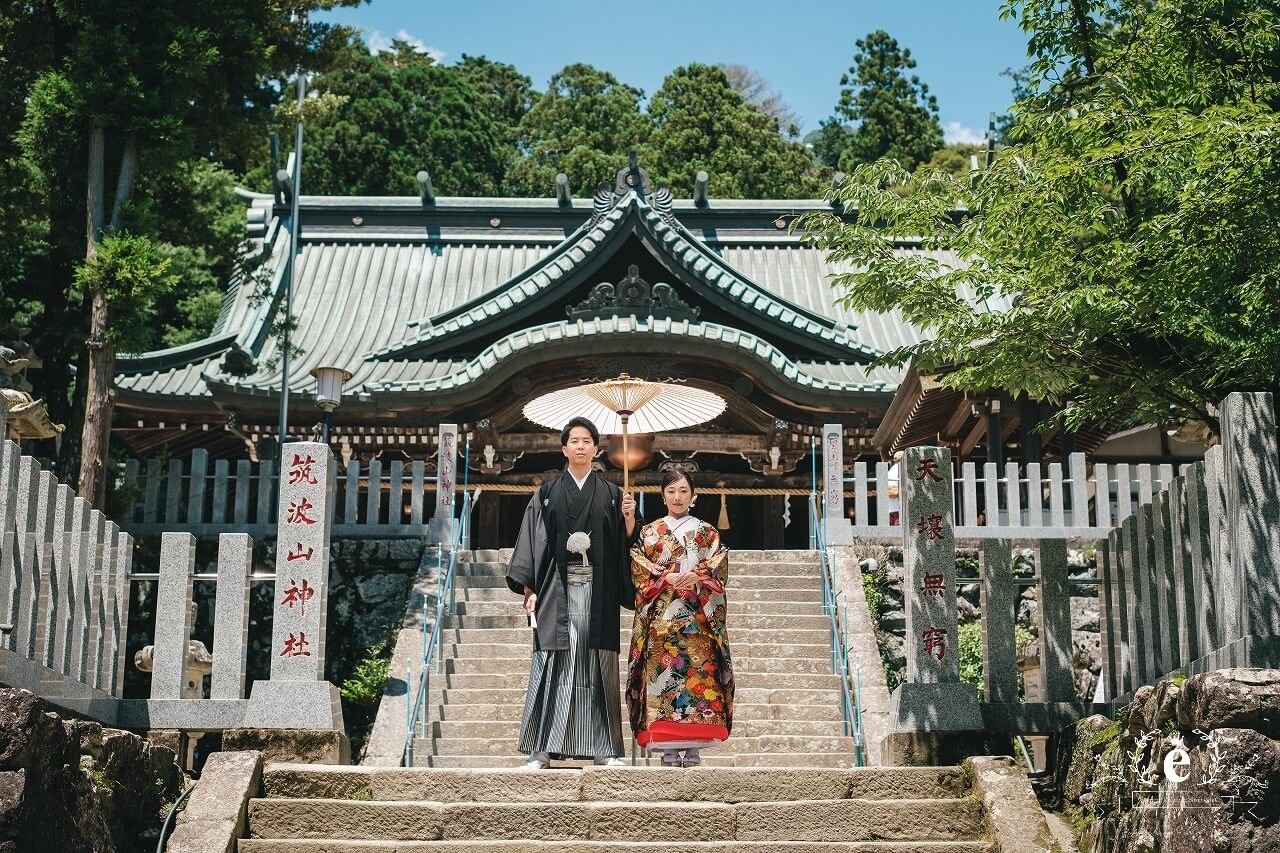 筑波山神社 筑波山神社前撮り つくば結婚式 つくば前撮り 神社前撮り つくばフォトウェディング 筑波山神社写真 神前式 神社挙式 色打掛 ロケフォト ロケ撮影 茨城 つくば 水戸 エクラ スタジオエクラ