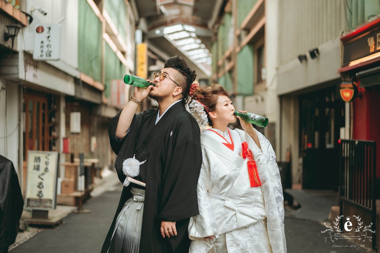 宮下銀座 水戸 居酒屋 前撮り フォトウェディング 写真 おしゃれ 水戸前撮り 水戸結婚式 和装 自由 低予算 ロケ 撮影 エクラ スタジオ