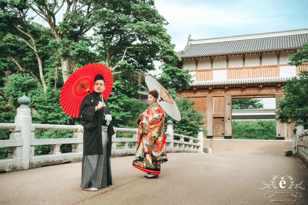 水戸城大手門 水戸 水戸京成ホテル 前撮り フォトウェディング 写真 おしゃれ 水戸前撮り 水戸結婚式 和装 自由 低予算 ロケ 撮影 エクラ スタジオ 