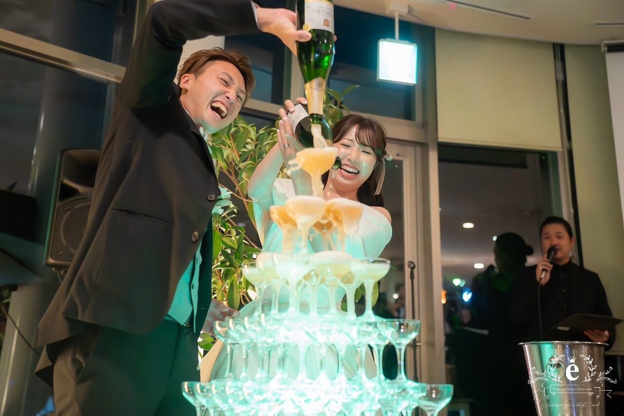 好文カフェ 千波湖 レストラン カフェ 水戸ウェディングパーティー 1.5次会 カジュアル ブッフェ 友人 結婚式 持ち込み ナイトウェディング シャンパンタワー 水戸結婚式 アットホーム 自由 フォト 写真 おしゃれ エクラ プロデュース会社