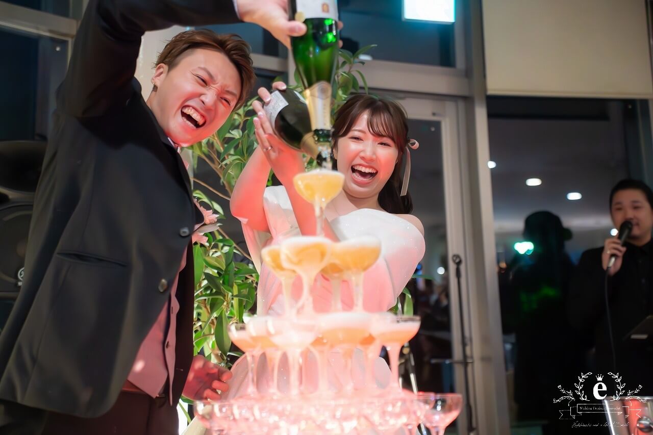 好文カフェ 千波湖 レストラン カフェ 水戸ウェディングパーティー 1.5次会 カジュアル ブッフェ 友人 結婚式 持ち込み ナイトウェディング シャンパンタワー 水戸結婚式 アットホーム 自由 フォト 写真 おしゃれ エクラ プロデュース会社 