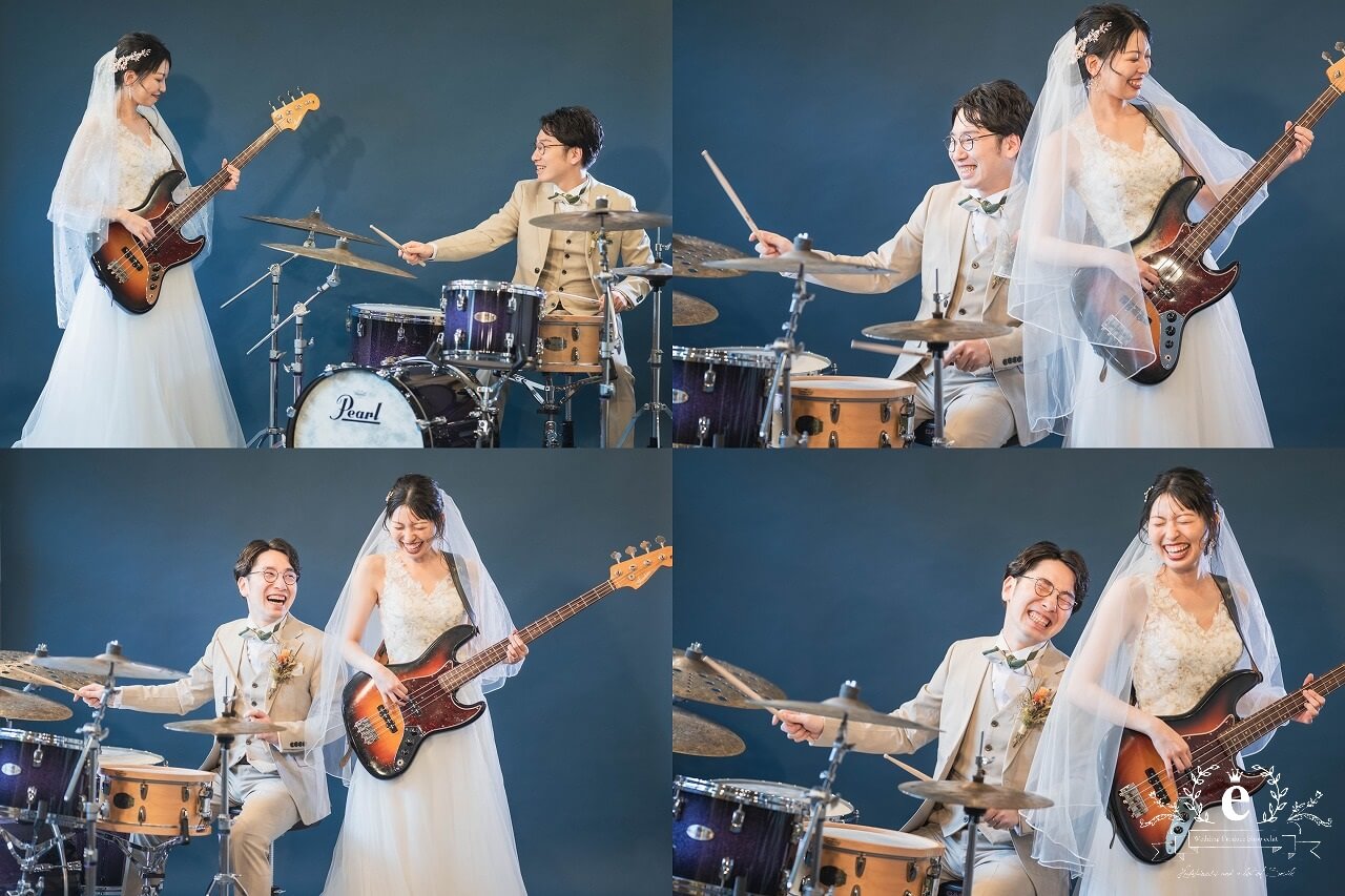 七ツ洞公園 スタジオ ドラム ベース 音楽 楽器 前撮り フォト婚 フォトウェディング 写真 趣味 ゲーム マリオ 撮影 ロケ撮影 自然 空 持ち込み　水戸 茨城 結婚式 ウェディング おしゃれ 映え エクラ