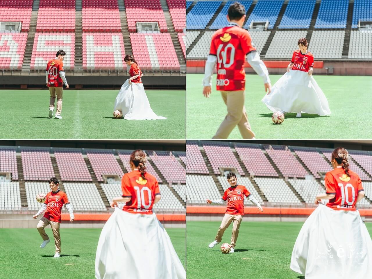 カシマサッカースタジアム カシマスタジアム カシマスタジアム前撮り スタジアム前撮り サッカー前撮り サッカーフォトウェディング ピッチ サッカー 茨城前撮り 茨城フォトウェディング スポーツ 趣味 自由 ユニフォーム 背番号 KASHIMA　鹿嶋市 エクラ スタジオ ロケ