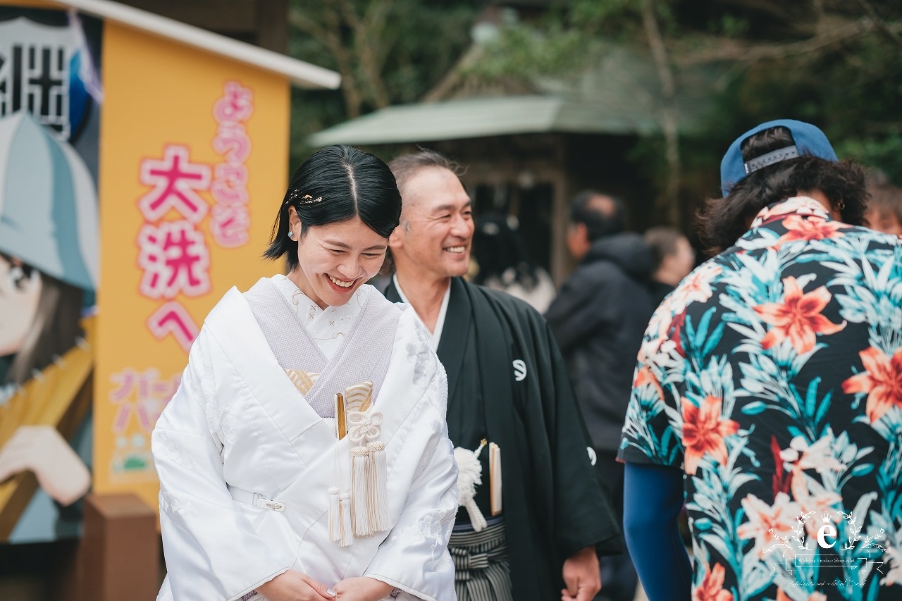 大洗磯前神社 大洗磯前神社結婚式 神前式 神社挙式 大洗 海の鳥居 海が見える神社 神磯の鳥居 茨城神前式 茨城神社挙式 自由な結婚式 色掛下 貼り紋 サーフィン エクラ 水戸