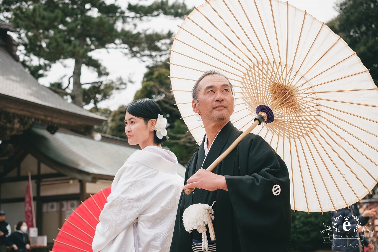 大洗磯前神社 大洗磯前神社結婚式 神前式 神社挙式 大洗 海の鳥居 海が見える神社 神磯の鳥居 茨城神前式 茨城神社挙式 自由な結婚式 色掛下 貼り紋 サーフィン エクラ 水戸