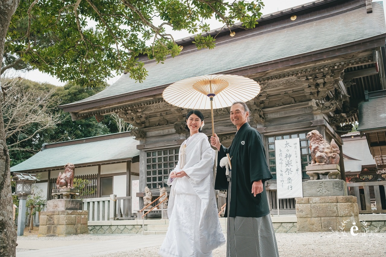 大洗磯前神社 大洗磯前神社結婚式 神前式 神社挙式 大洗 海の鳥居 海が見える神社 神磯の鳥居 茨城神前式 茨城神社挙式 自由な結婚式 色掛下 貼り紋 サーフィン エクラ 水戸
