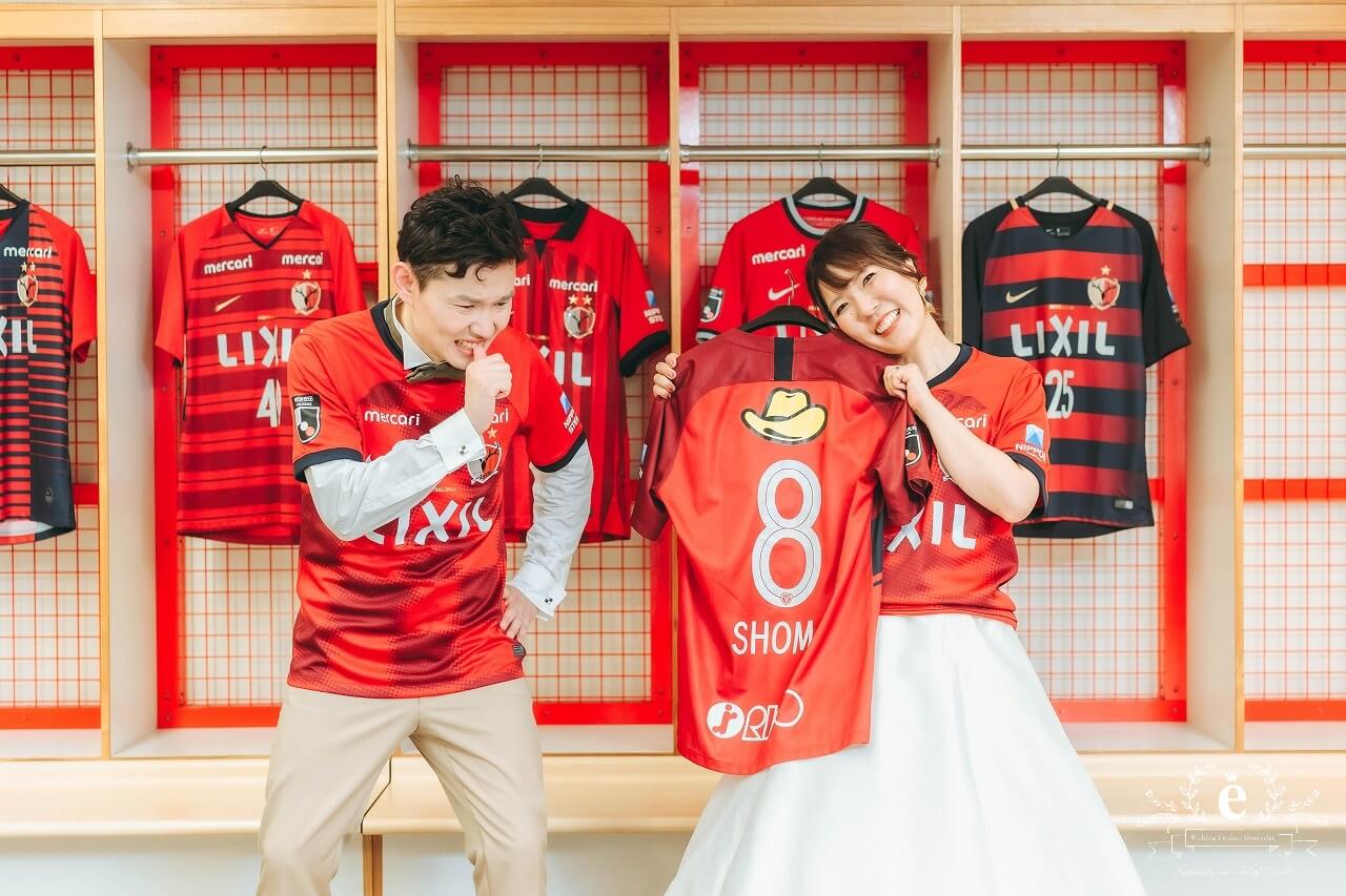 カシマサッカースタジアム カシマスタジアム カシマスタジアム前撮り スタジアム前撮り サッカー前撮り サッカーフォトウェディング ピッチ サッカー 茨城前撮り 茨城フォトウェディング スポーツ 趣味 自由 ユニフォーム 背番号 KASHIMA　鹿嶋市 エクラ スタジオ ロケ